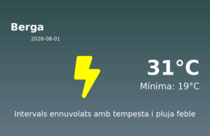Previsió de l’AEMET a Berga avui 1 de Agost de 2026
