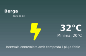Predicció meteorològica: Berga, 3 de Agost de 2026